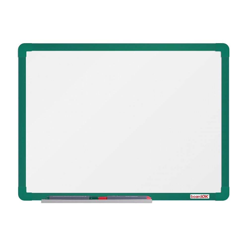 boardOK Whiteboard, magnettafel boardok, 60 x 45 cm, grüner rahmen