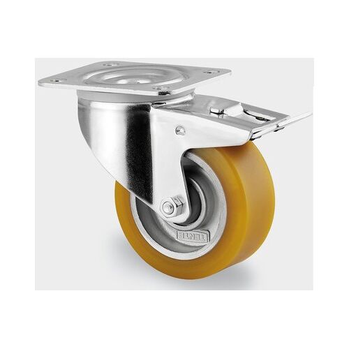 Polyurethanrad TENTE, drehbar mit Bremse, 100 mm, Tragfähigkeit 200 kg