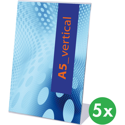 Jansen Display Pultständer aus Plexiglas, Typ L, A5 im Hochformat, Packung 5 Stk