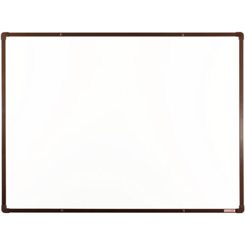 Whiteboard, Magnettafel, mit Keramikoberfläche boardOK 1200 x 900 mm, brauner Rahmen