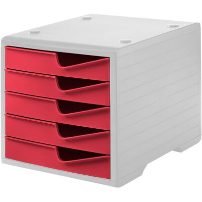 B2B Partner Sortierbox, 5 Schubladen, grau/rot B2B Partner Sortierbox, 5 Schubladen, grau/rot