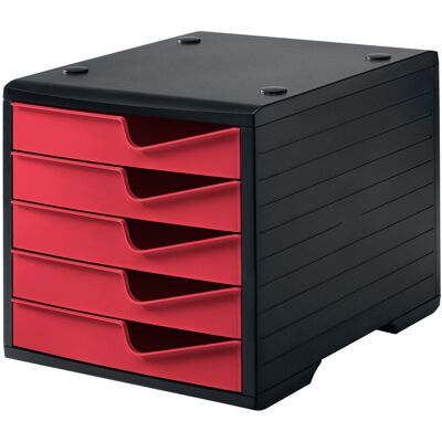 B2B Partner Sortierbox, 5 Schubladen, schwarz/rot B2B Partner Sortierbox, 5 Schubladen, schwarz/rot