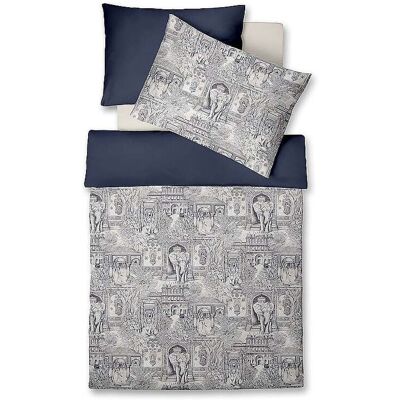 FLEURESSE Satin Bettwäsche 70x90cm/140x200cm BED ART Indigo dunkelblau baby FLEURESSE Satin Bettwäsche 70x90cm/140x200cm BED ART Indigo dunkelblau baby