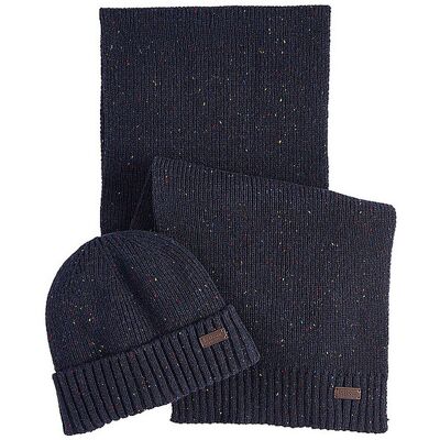 BARBOUR Geschenkset 2-teilig Schal und Mütze CARLTON dunkelblau Herren BARBOUR Geschenkset 2-teilig Schal und Mütze CARLTON dunkelblau Herren