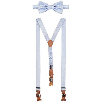 SEIDENFALTER Hosenträger Set mit Fliege und Knopf-Clips hellblau herren SEIDENFALTER Hosenträger Set mit Fliege und Knopf-Clips hellblau herren