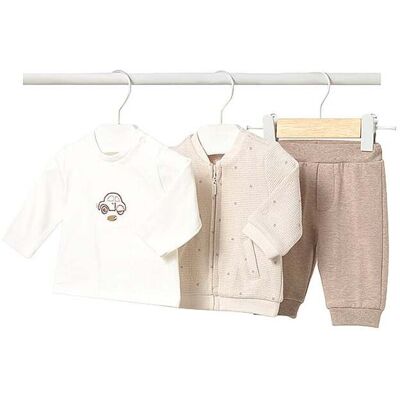 MAYORAL Baby Set 3-teilig Jacke, Langarmshirt und Hose beige 74 MAYORAL Baby Set 3-teilig Jacke, Langarmshirt und Hose beige 74