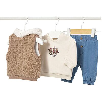 MAYORAL Baby Set 3tlg Gilet, Sweater, Hose braun 74 baby MAYORAL Baby Set 3tlg Gilet, Sweater, Hose braun 74 baby