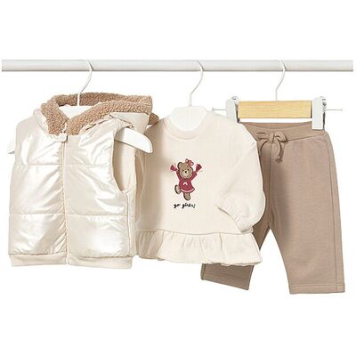MAYORAL Baby Set 3tlg Steppgilet Sweater Hose creme 68 baby MAYORAL Baby Set 3tlg Steppgilet Sweater Hose creme 68 baby