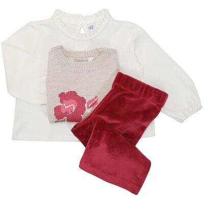 MAYORAL Baby Set 3-teilig Shirt, Hose und Pullunder beere 74 baby MAYORAL Baby Set 3-teilig Shirt, Hose und Pullunder beere 74 baby