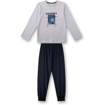 SANETTA Jungen Pyjama 2-teilig Langarmshirt und Hose hellgrau 176 baby SANETTA Jungen Pyjama 2-teilig Langarmshirt und Hose hellgrau 176 baby