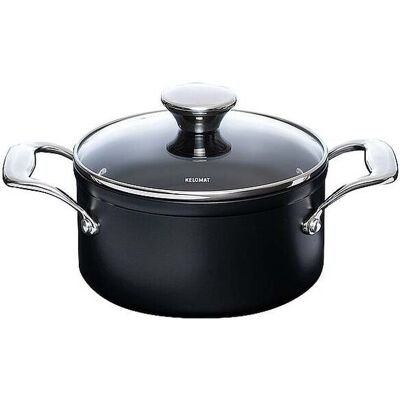 KELOMAT Fleischtopf mit Glasdeckel 16cm/1,6l NUOVO Keramik/Antihaft schwarz baby KELOMAT Fleischtopf mit Glasdeckel 16cm/1,6l NUOVO Keramik/Antihaft schwarz baby