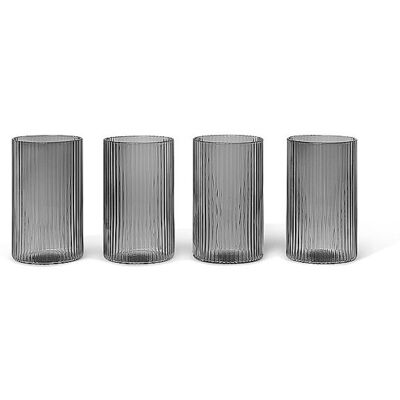 Ferm Living Ripple Glas-Set - Grau - 4 stk - Trinkglas Ferm Living Ripple Glas-Set - Grau - 4 stk - Trinkglas