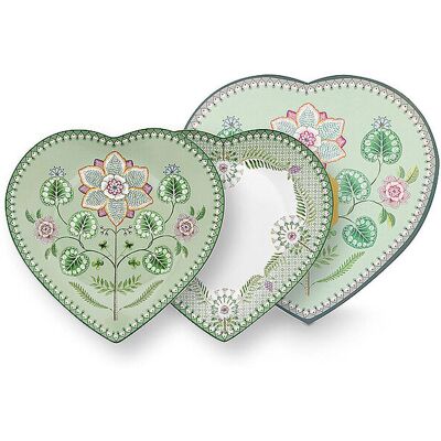 PIP STUDIO Herzteller 21,5cm 2er Set LILY&LOTUS Light Green hellgrün baby PIP STUDIO Herzteller 21,5cm 2er Set LILY&LOTUS Light Green hellgrün baby