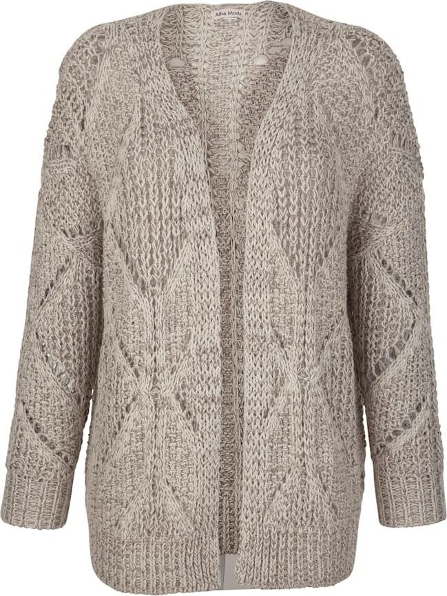 Alba Moda Strickjacke mit Glanzgarn, beige