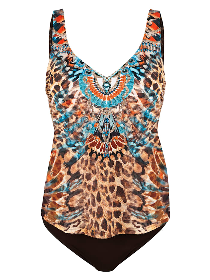 Sunflair Tankini mit femininem V-Ausschnitt, braun