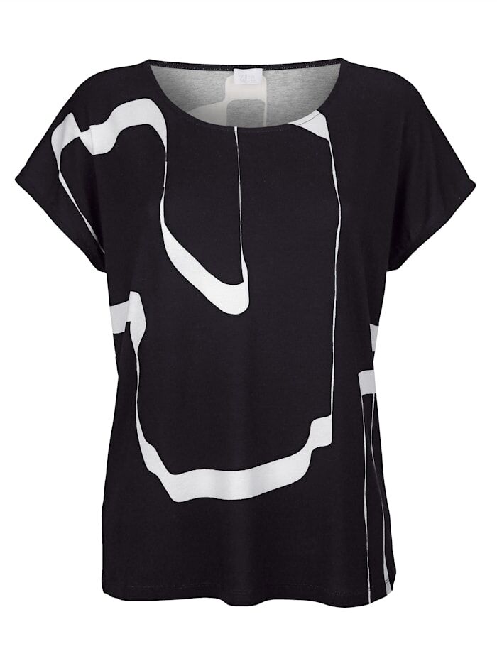 Alba Moda Shirt im grafischen Druck allover, schwarz
