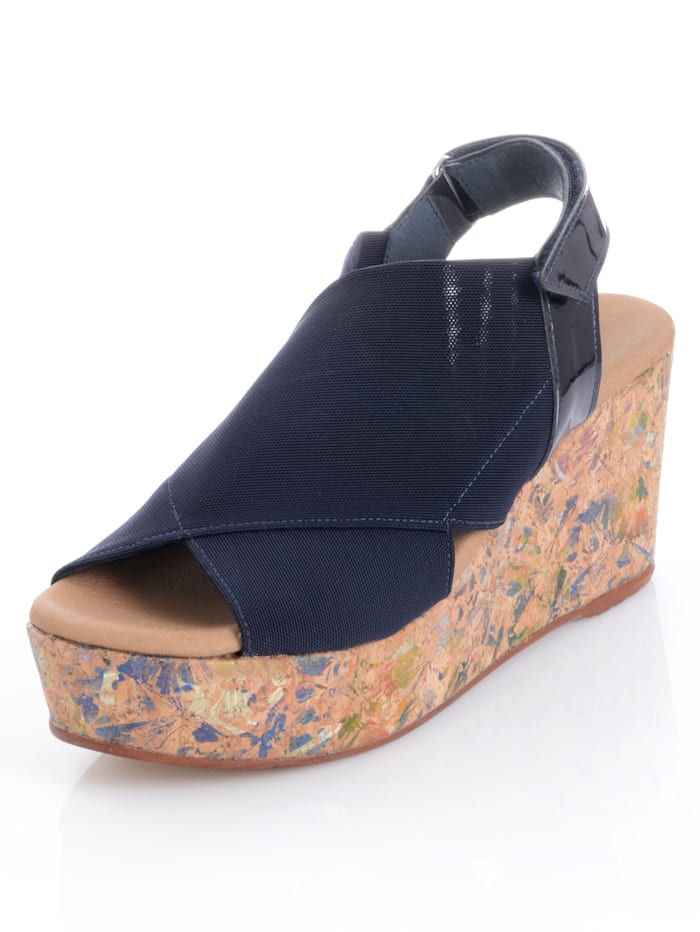 Alba Moda Sandalette mit Muster auf dem Absatz, blau