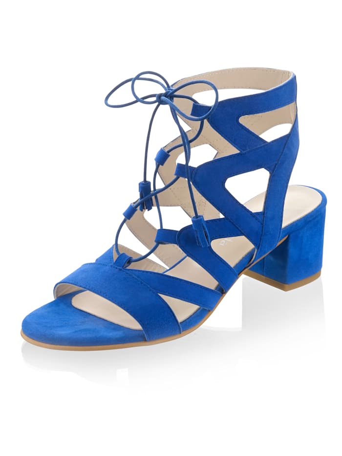 Alba Moda Sandalette aus weichem Ziegenveloursleder, blau