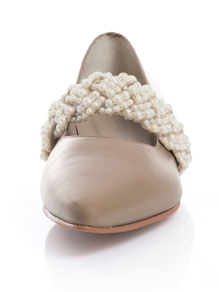 Alba Moda Ballerina aus hochwertigem Leder, beige