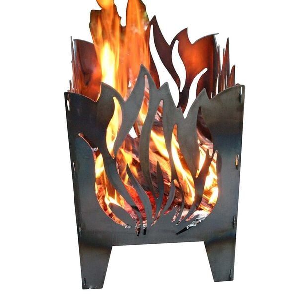 SvenskaV Flamme Feuerkorb Rohstahl 30,5x32,0x47cm Hellgrau