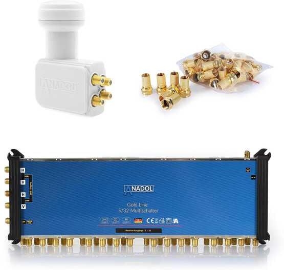 Anadol Gold Line 5/32 Digitaler Multischalter für 32 Teilnehmer mit Netzteil inkl. Quattro LNB