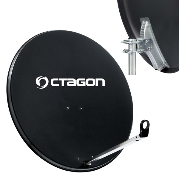 Octagon Sat Antenne Satspiegel Aluminium Click System Anthrazit 100cm
