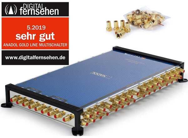 Anadol Gold Line 9/32 Multischalter 2 Satellit 32 Ausgänge 41 x vergoldete F-Stecker