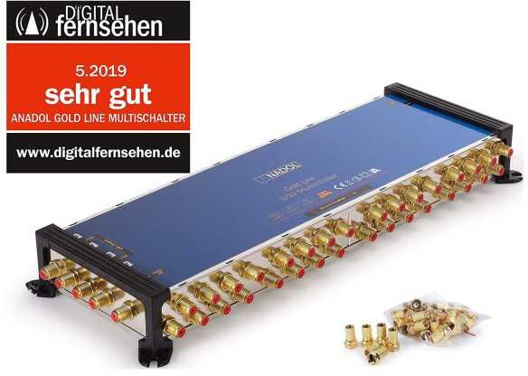 Anadol Goldline 5/32 Multischalter 1 Satellit 32 Ausgänge 37 x vergoldete F-Stecker