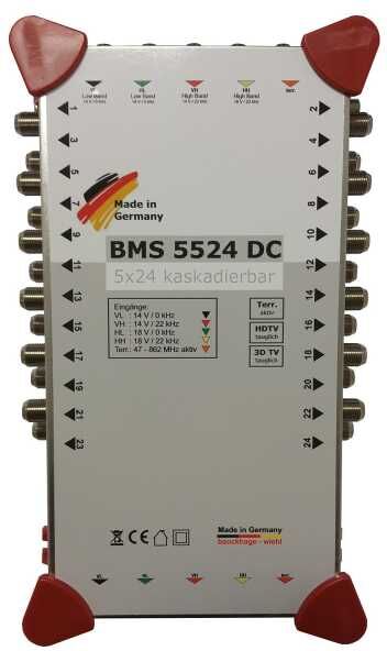 Bauckhage BMS 5524 DC Multischalter 5/24 kaskadierbar Verteiler für 1 Satellit & 24 Teilnehmer