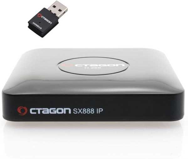 Octagon SX888 IP HEVC Full HD LAN USB H.265 TV IP m3u VOD Multimedia Box mit 300Mbit Wlan Stick