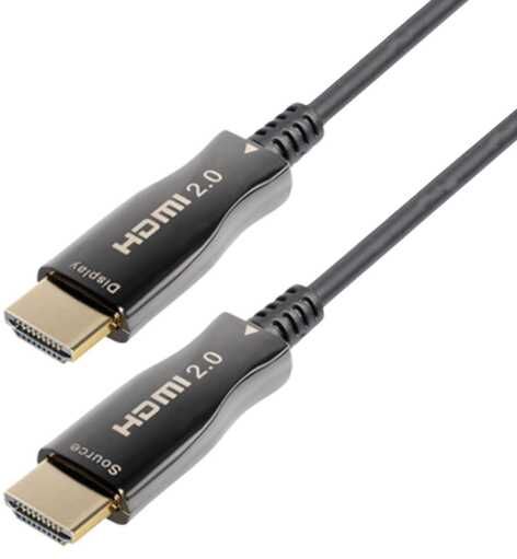 Transmedia Aktives HDMI 2.0 LWL Glasfaserkabel mit Ethernet 4K UHD Schwarz 30m