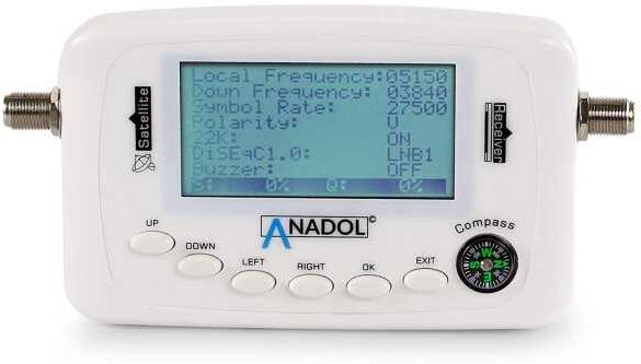 Anadol SF44 Digitaler Satfinder LCD Display Messgerät mit Kompass, Signalton Weiß