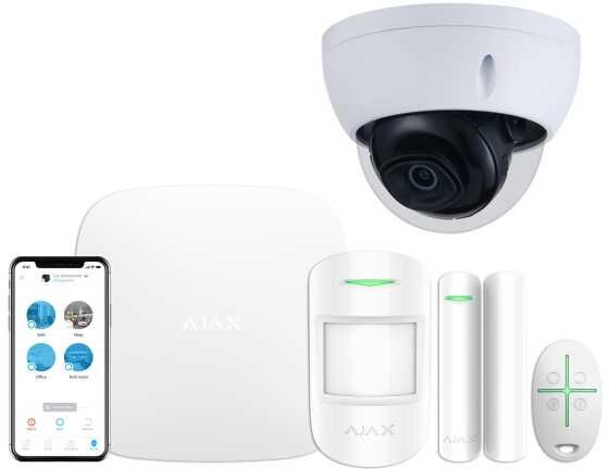 Ajax Systems AJAX Alarmzentrale Hub Kit GSM LAN APP Steuerung Starter Paket Weiss inkl. Dahua CAM