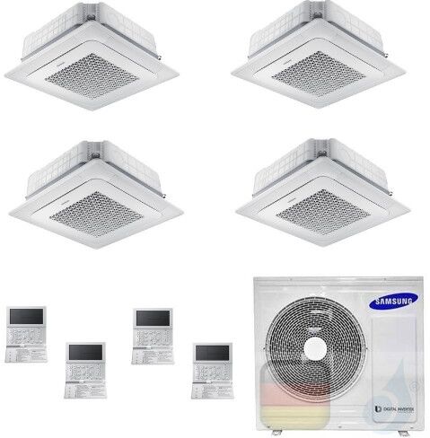 Samsung Klimaanlagen Quadri Split Kassettengerät 4 Luftauslässe Mini WindFree 7+7+7+18 Btu R-32 AJ080TXJ4KG/EU A++ A+