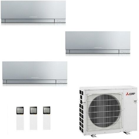 Mitsubishi Trio Split 2.0+2.0+2.5 kW MXZ-3F54VF3 MSZ-EF22VGKS MSZ-EF22VGKS MSZ-EF25VGKS Klimaanlagen Silbernen WiFi R-32