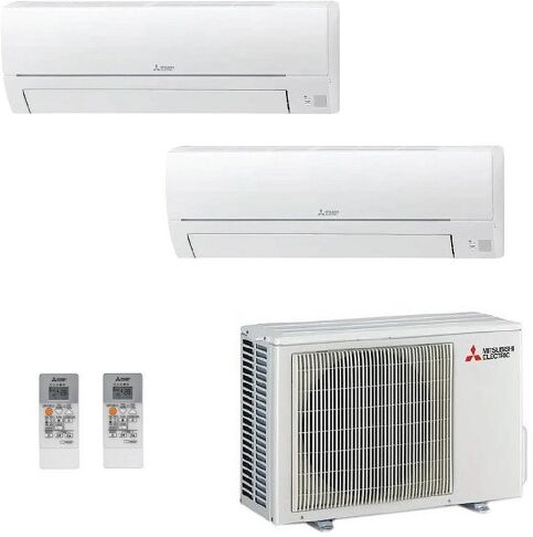 Mitsubishi 2.5+2.5 kW Duo Split MXZ-2HA40VF MSZ-HR25VF MSZ-HR25VF Klimaanlagen MSZ-HR Weiß 9000+9000 Btu WiFi Optional R-32