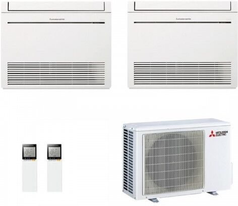 Mitsubishi 2.5+3.5 kW Duo Split Fußboden MXZ-2F42VF3 MFZ-KT25VG MFZ-KT35VG Klimaanlagen MFZ-KT Weiß 9000+12000 Btu R-32