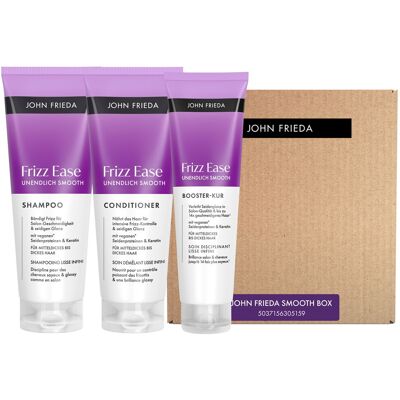 650ml JOHN FRIEDA Frizz Ease Smooth Box (Shampoo 250ml + Conditioner 250ml + Kur 150ml) 650ml JOHN FRIEDA Frizz Ease Smooth Box (Shampoo 250ml + Conditioner 250ml + Kur 150ml)