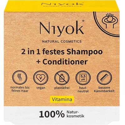 Niyok 2 in 1 festes Shampoo + Conditioner - Vitamina 80 g Niyok 2 in 1 festes Shampoo + Conditioner - Vitamina 80 g