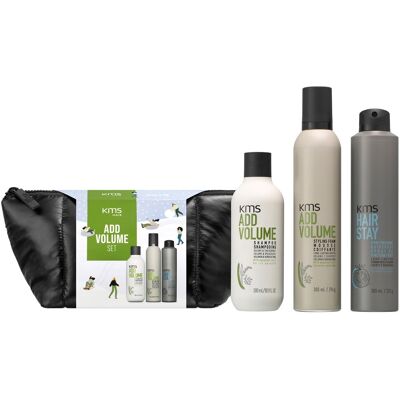 900ml KMS ADDVOLUME Set (Shampoo 300ml + Foam 300ml + Hairspray 300ml + Pouch) 900ml KMS ADDVOLUME Set (Shampoo 300ml + Foam 300ml + Hairspray 300ml + Pouch)