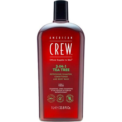 American Crew 3 in 1 Teebaum - Am & Body 3-IN-1 Teebaum Shampoo, Conditioner und Duschgel 3in1 für Männer (1000ml) American Crew 3 in 1 Teebaum - Am & Body 3-IN-1 Teebaum Shampoo, Conditioner und Duschgel 3in1 für Männer (1000ml)