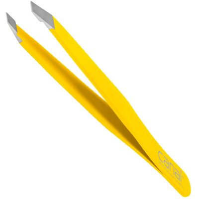 Canal Haarpinzette, schräg, satin, rostfrei, 9 cm Gelb Canal Haarpinzette, schräg, satin, rostfrei, 9 cm Gelb