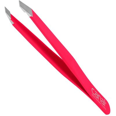 Canal Haarpinzette, schräg, satin, rostfrei, 9 cm Fuxia Canal Haarpinzette, schräg, satin, rostfrei, 9 cm Fuxia