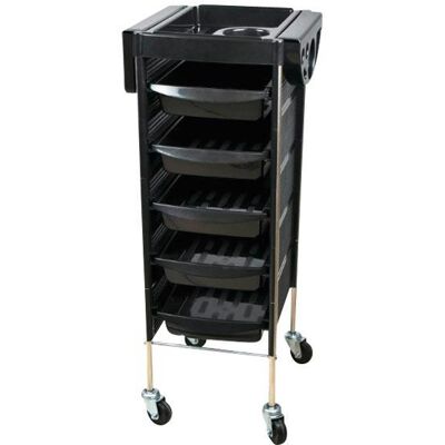 Schwarzer Salonwagen mit 5 Schubladen - Salon trolley Schwarzer Salonwagen mit 5 Schubladen - Salon trolley