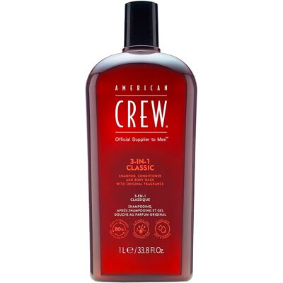 American Crew 3In1 Classic Shampoo, Conditioner & Body Wash 1 Liter American Crew 3In1 Classic Shampoo, Conditioner & Body Wash 1 Liter