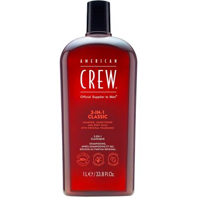 American Crew 3In1 Classic Shampoo, Conditioner & Body Wash 1 Liter American Crew 3In1 Classic Shampoo, Conditioner & Body Wash 1 Liter