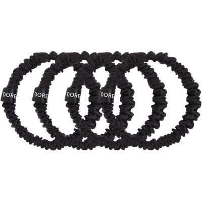 Dore & Rose Silk Scrunchie Set 4 Stück 1 cm Black Dore & Rose Silk Scrunchie Set 4 Stück 1 cm Black