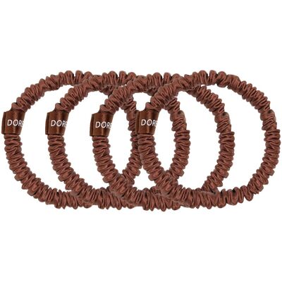 Dore & Rose Silk Scrunchie Set 4 Stück 1 cm Brown Dore & Rose Silk Scrunchie Set 4 Stück 1 cm Brown