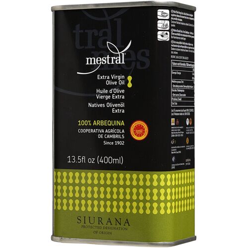 Mestral Olivenöl Extra Virgin Arbequina - 0,4 L. Dose aus Spanien
