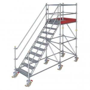 Scafom-rux Fahrbare Plattformtreppe Ringscaff für 2 m Höhenunterschied mit Sicherheitstor